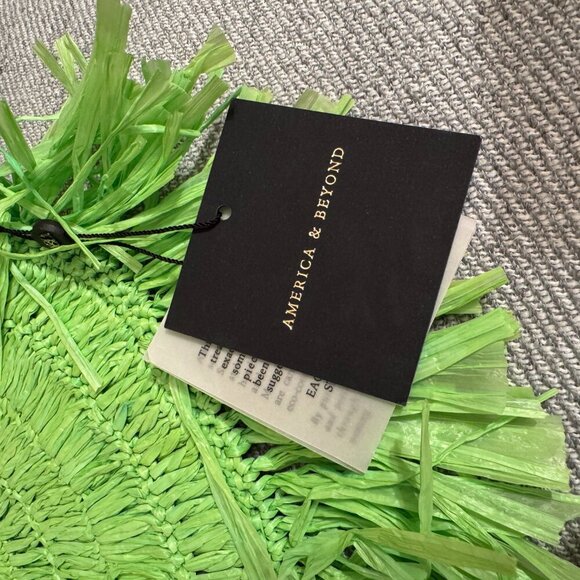 NWT Lime Green Straw Medium Sized Crossover Purse - Picture 7 of 7